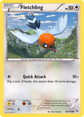 Fletchling 86/106 Pokemon card