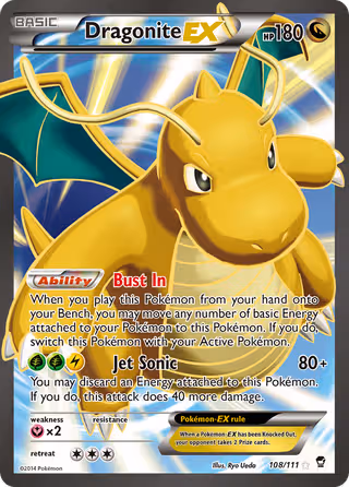 Dragonite EX 108/111 Pokemon card