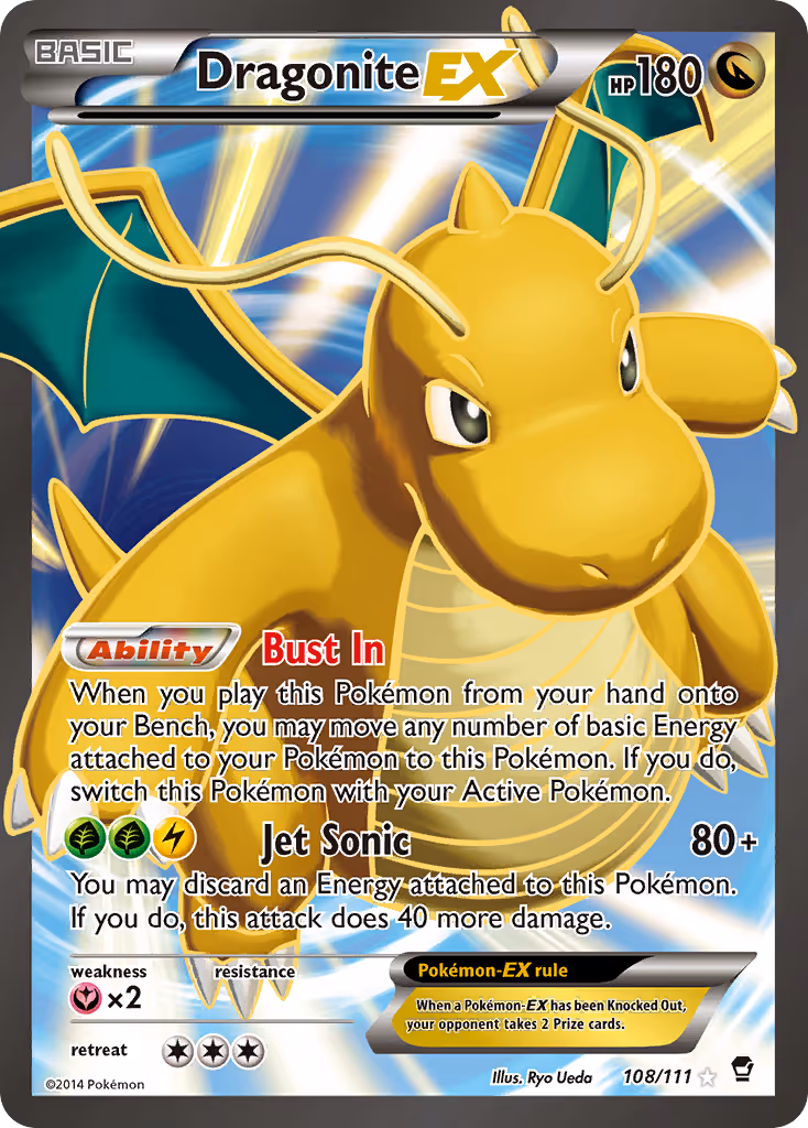 Dragonite EX 108/111 Pokemon card