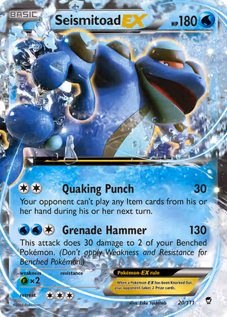 Seismitoad EX 20/111 Pokemon card