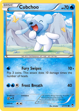 Cubchoo 21/111 Pokemon card