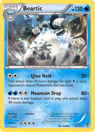 Beartic 22/111 Pokemon card