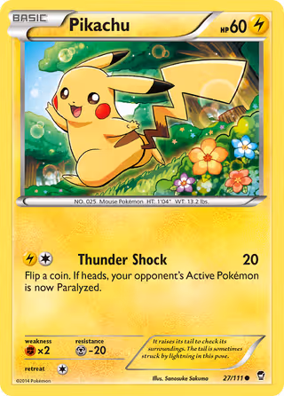 Pikachu 27/111 Pokemon card