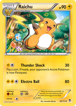 Raichu 28/111 Pokemon card