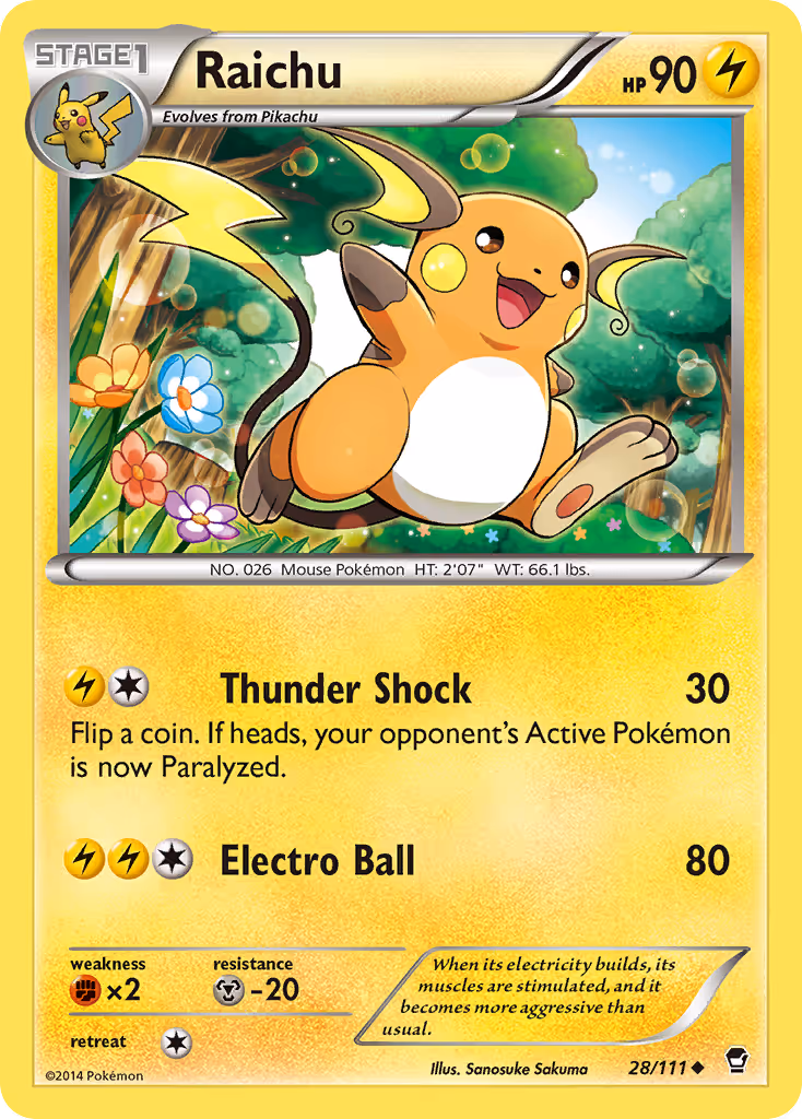 Raichu 28/111 Pokemon card