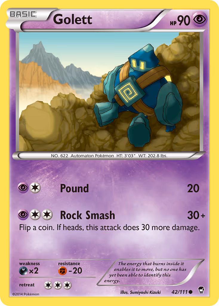 Golett 42/111 Pokemon card