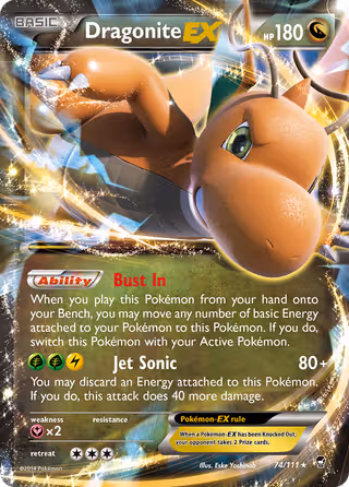 Dragonite EX 74/111 Pokemon card