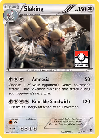 Slaking 83/111 Pokemon card