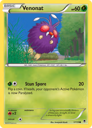 Venonat 1/119 Pokemon card