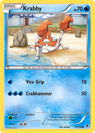 Krabby 13/119 Pokemon card