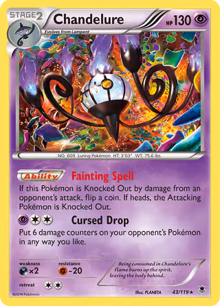 Chandelure 43/119 Pokemon card