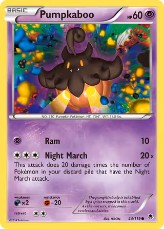 Pumpkaboo 44/119 Pokemon card