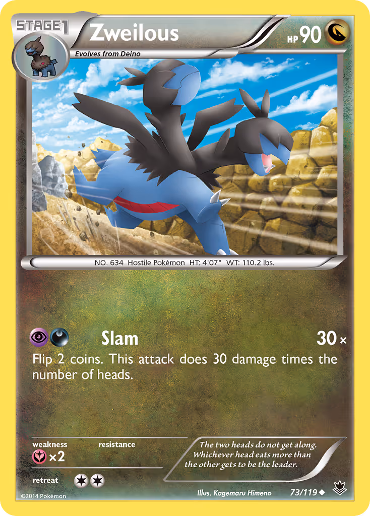 Zweilous 73/119 Pokemon card