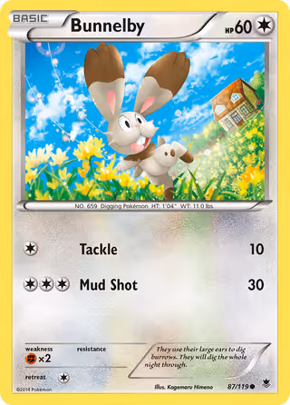 Bunnelby 87/119 Pokemon card