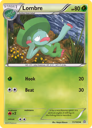 Lombre 11/160 Pokemon card