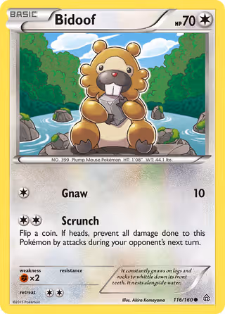 Bidoof 116/160 Pokemon card
