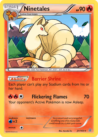 Ninetales 21/160 Pokemon card
