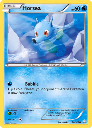 Horsea 30/160 Pokemon card