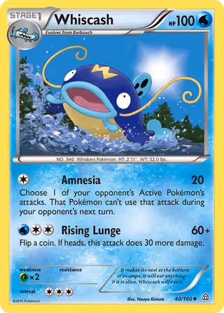 Whiscash 40/160 Pokemon card