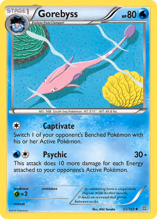 Gorebyss 51/160 Pokemon card