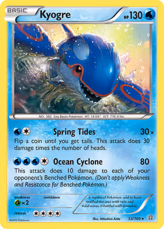 Kyogre 53/160 Pokemon card