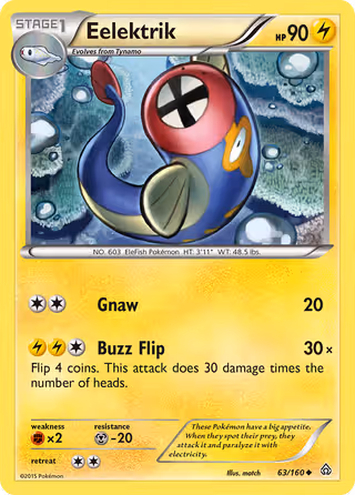 Eelektrik 63/160 Pokemon card