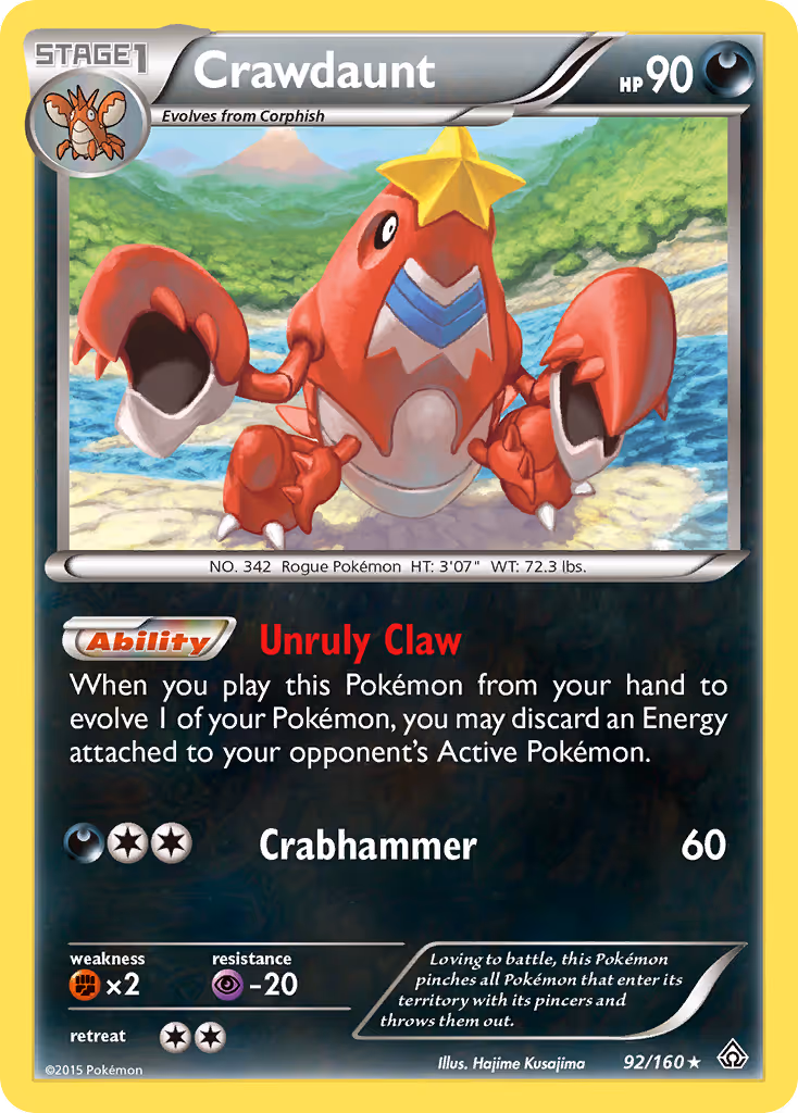 Crawdaunt 92/160 Pokemon card
