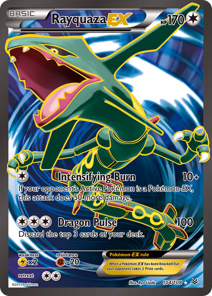 Rayquaza EX 104/108 Pokemon card