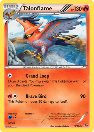 Talonflame 15/108 Pokemon card