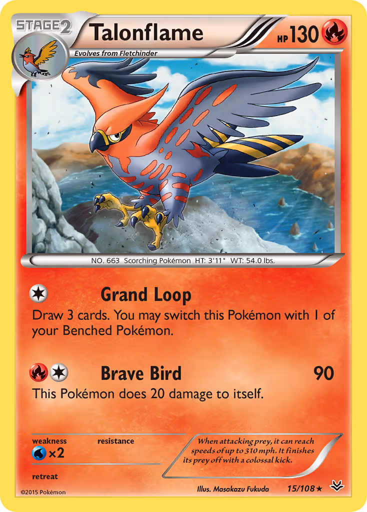Talonflame 15/108 Pokemon card
