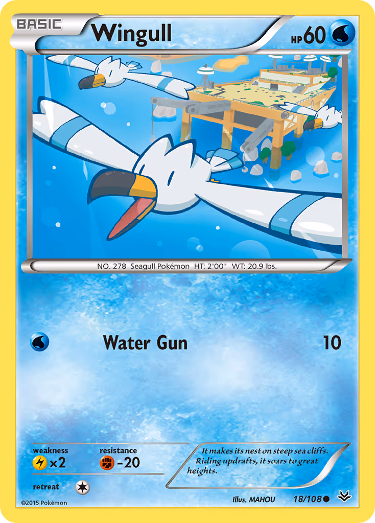 Wingull 18/108 Pokemon card