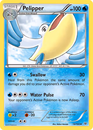 Pelipper 19/108 Pokemon card