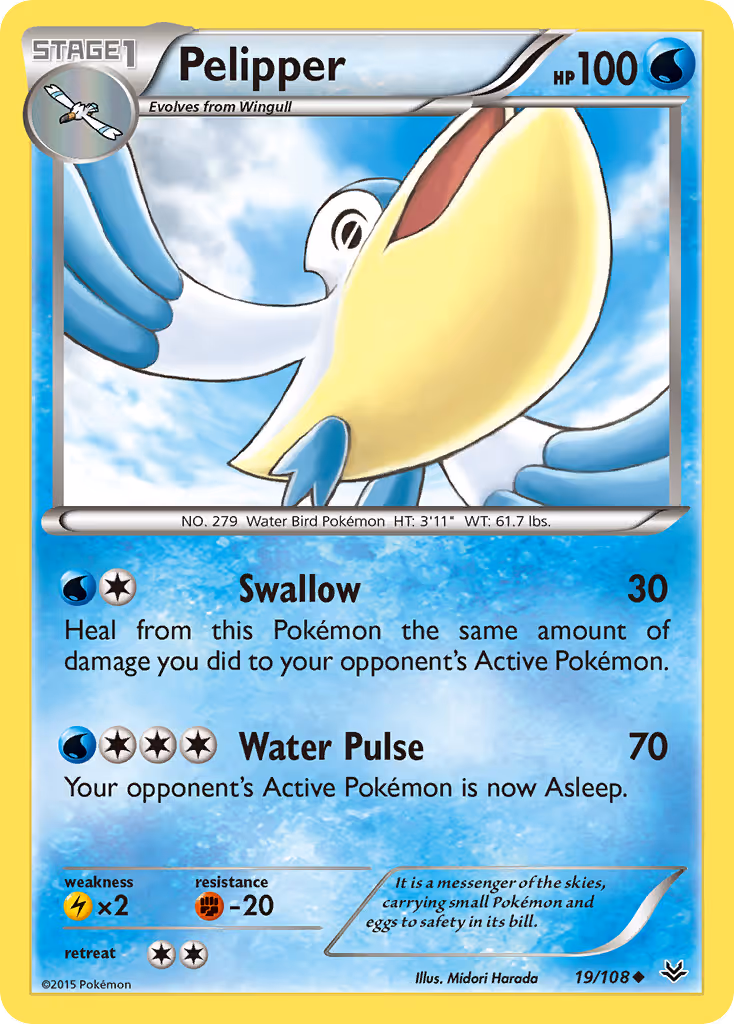 Pelipper 19/108 Pokemon card