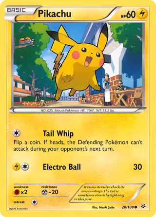 Pikachu 20/108 Pokemon card