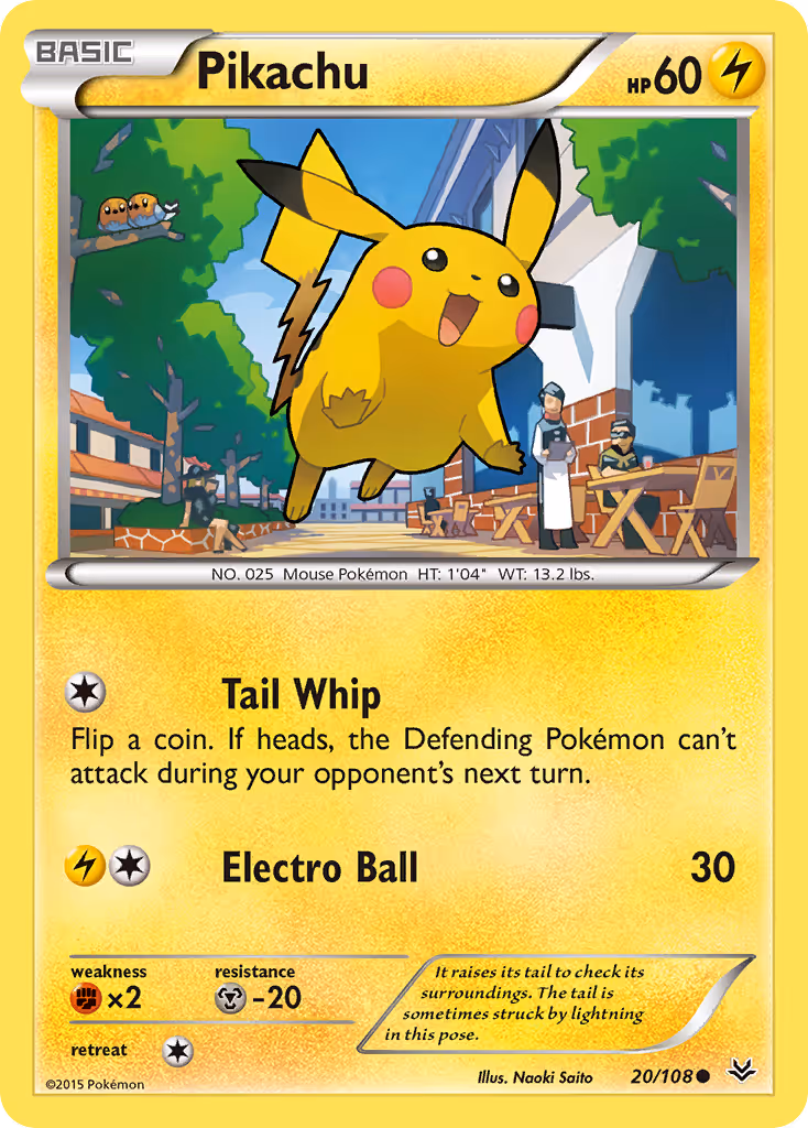 Pikachu 20/108 Pokemon card