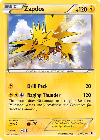 Zapdos 23/108 Pokemon card