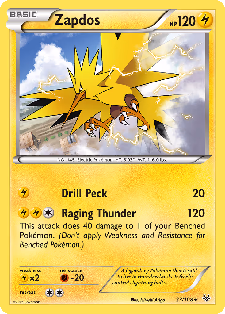 Zapdos 23/108 Pokemon card