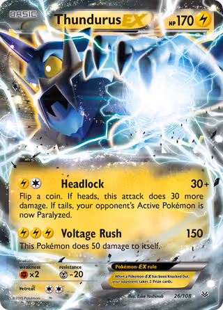 Thundurus EX 26/108 Pokemon card