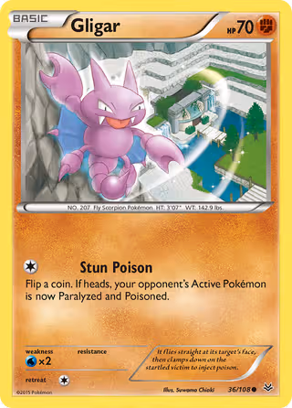 Gligar 36/108 Pokemon card