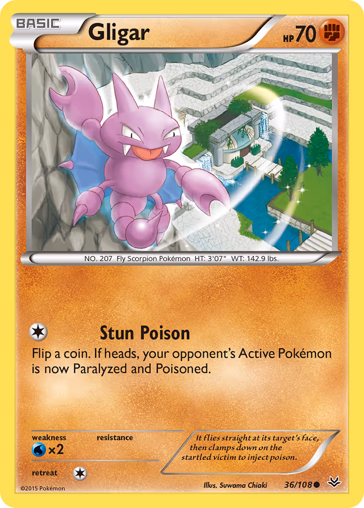 Gligar 36/108 Pokemon card