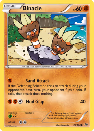 Binacle 38/108 Pokemon card