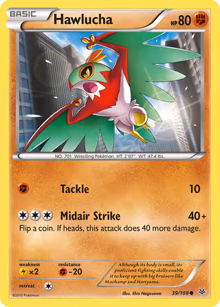 Hawlucha 39/108 Pokemon card