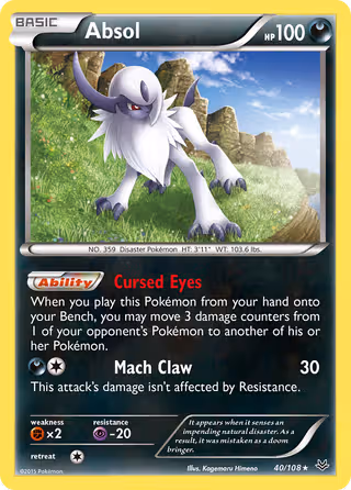 Absol 40/108 Pokemon card