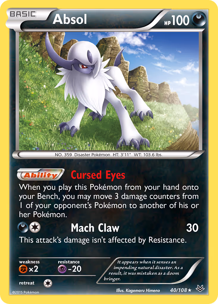 Absol 40/108 Pokemon card