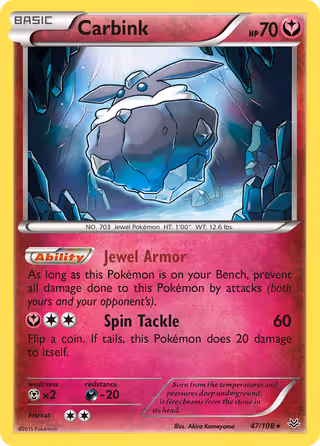 Carbink 47/108 Pokemon card