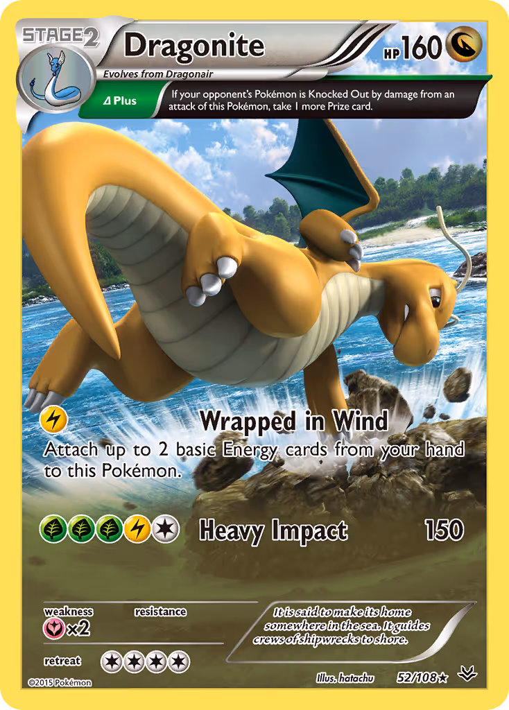 Dragonite 52/108 Pokemon card