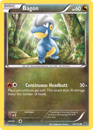 Bagon 54/108 Pokemon card