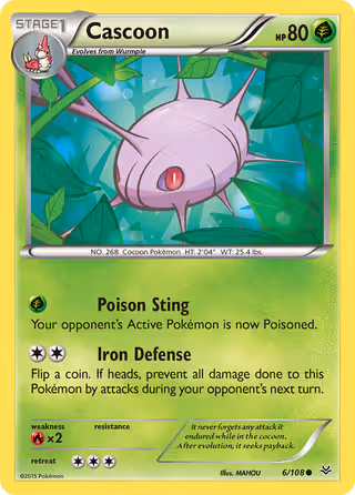 Cascoon 6/108 Pokemon card