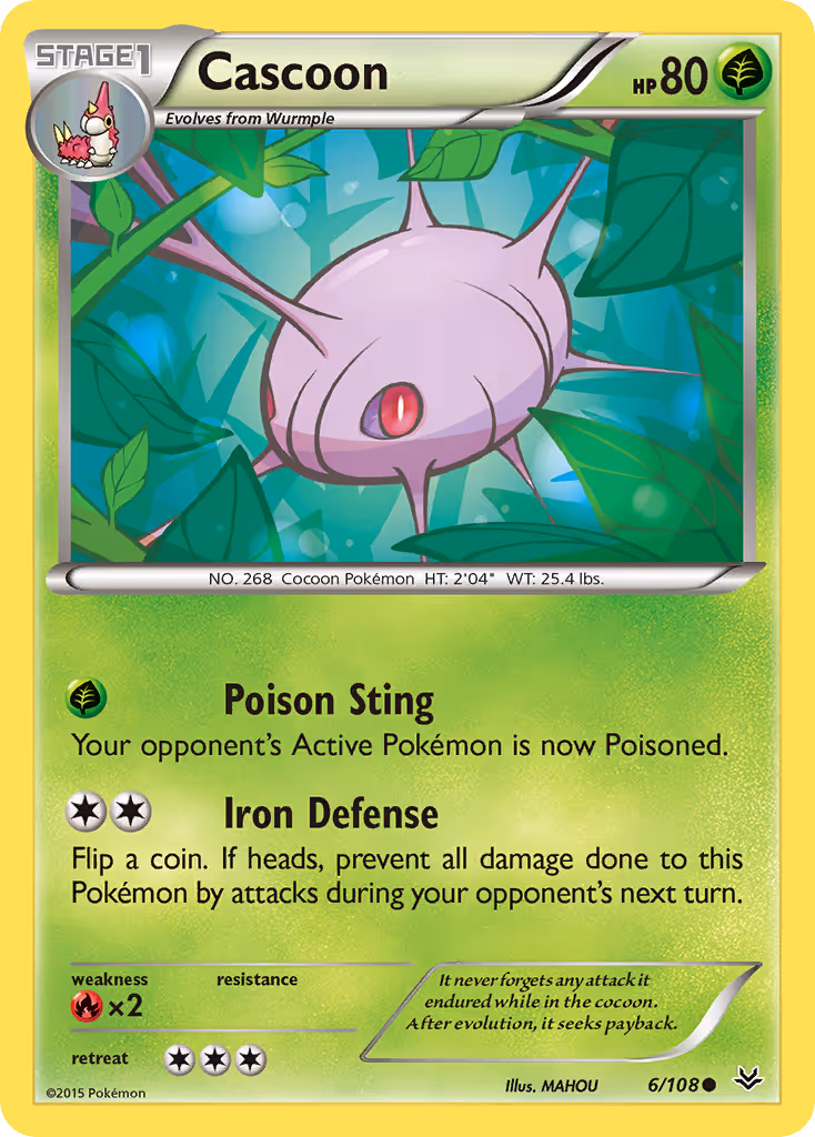 Cascoon 6/108 Pokemon card