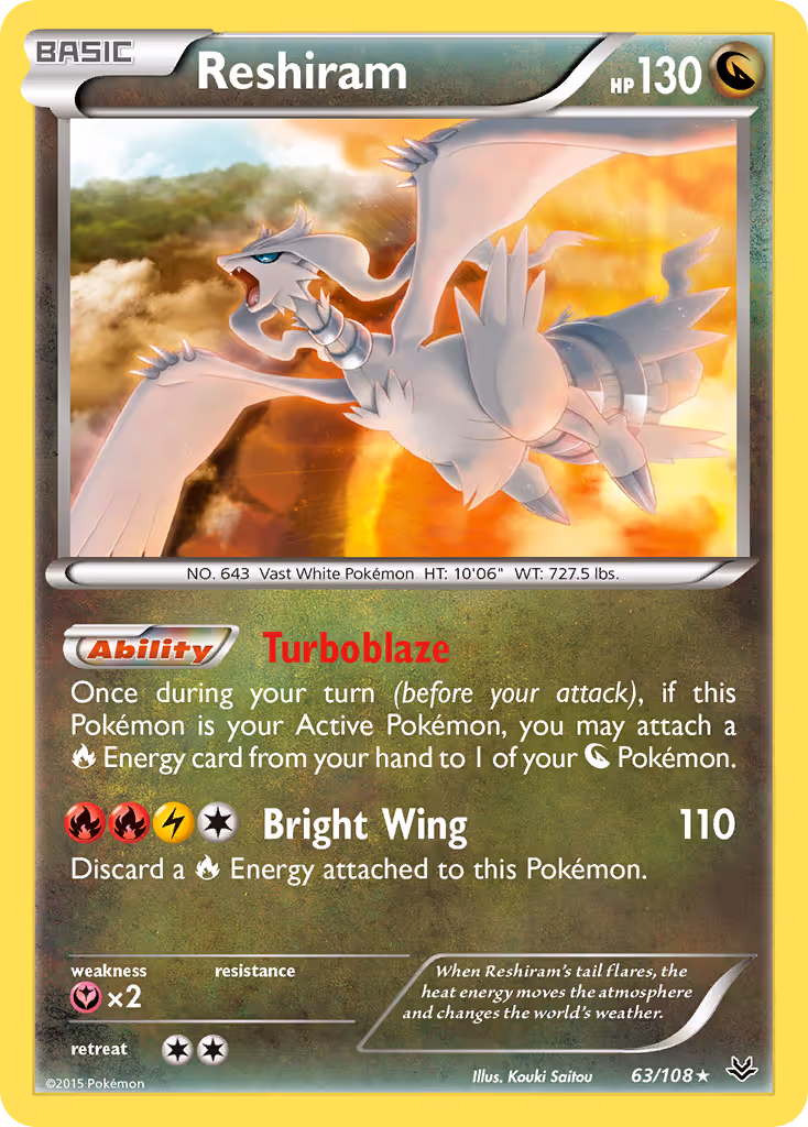 Reshiram 63/108 Pokemon card